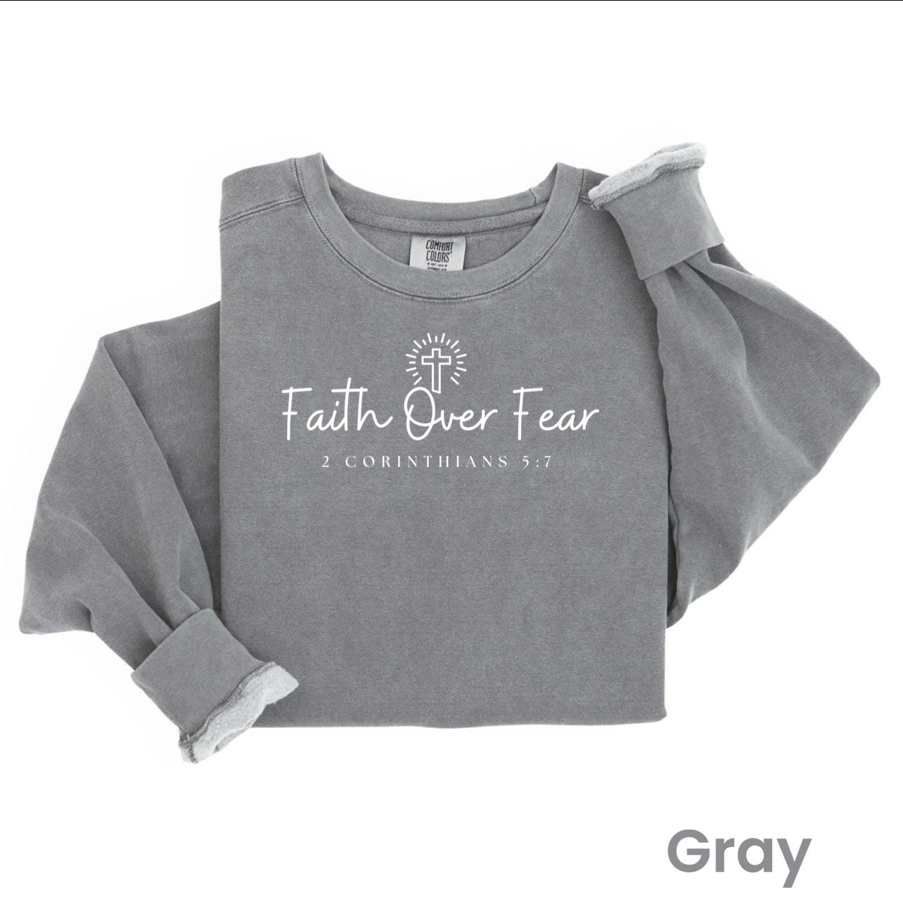 “Faith Over Fear” Christian Heavyweight Crew Sweatshirt