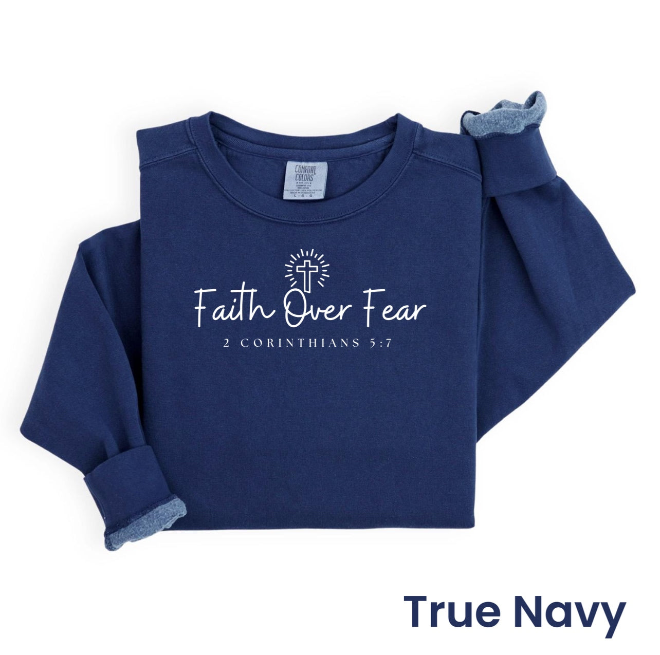 “Faith Over Fear” Christian Heavyweight Crew Sweatshirt