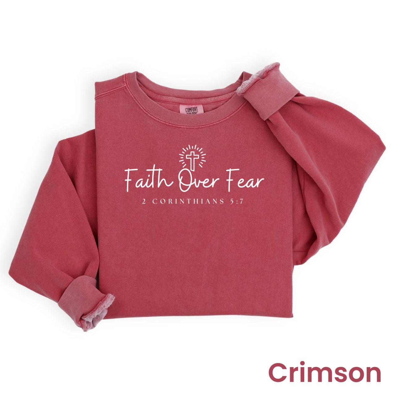“Faith Over Fear” Christian Heavyweight Crew Sweatshirt