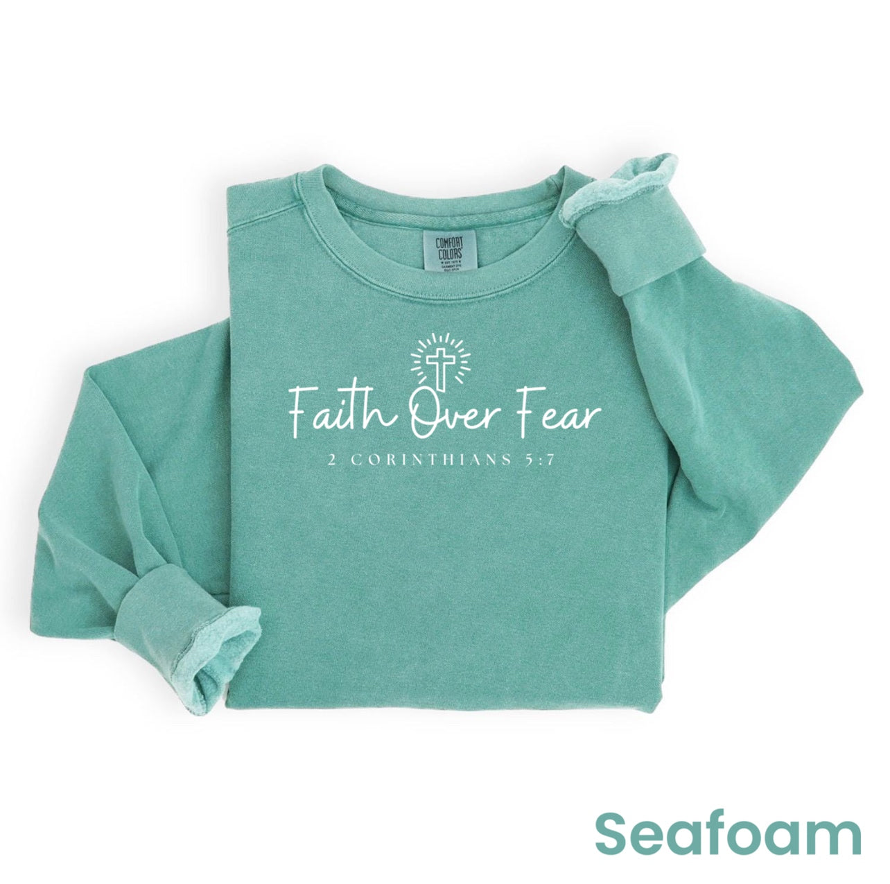 “Faith Over Fear” Christian Heavyweight Crew Sweatshirt